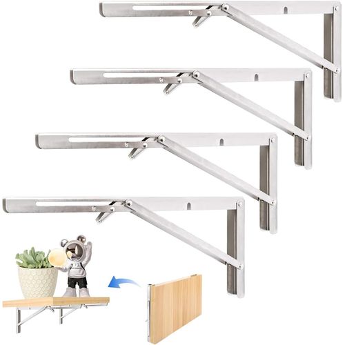 Ldxdru 4pcs Equerre Pliable 400mm,Equerre Etagere Pliante Équerre Étagère Equerre Charge Lourde Support Etagere Murale,Support Console Pliable Supports D' Étagères Pliants