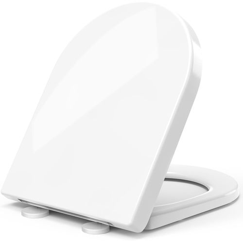 Abattant Wc Fermeture En Douceur,Noise Reduction Et Fall Brake,Fixation Simple Haut Et Bas,Cuvette De Toilette Facile À Installer Et À Nettoyer Avec Charnières Réglable À 360°,Forme De D