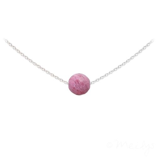 Collier Ras De Cou Pierre Naturelle Rhodonite Argent 925°°° Rhodié