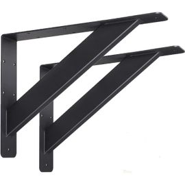 Lot De 2 Supports D'étagère,Supports D'étagère À 90 Degrés,Support Mural En Métal Robuste Pour Console Murale,Support D'angle Triangulaire Pour Montage Mural,304x228mm,Noir