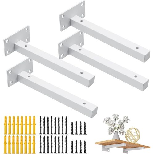 4 Pcs Équerre Étagère Support Étagere Pour Murale Fixation,Equerre Etagere Murale,Supports D'étagère Murale,Robuste Support Flottant Industriels,Plateaux De Fixation Rétro En Métal,Blanc(12in/30cm)
