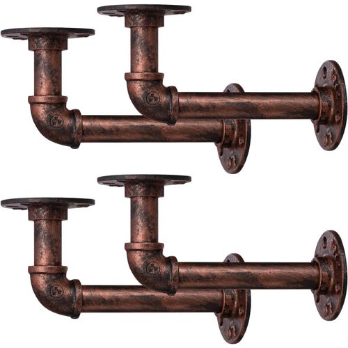 Lot De 4 Supports D'étagère Robustes Pour Étagères,Support De Tuyau Industriel De 15 Cm,Support Mural Vintage En Cuivre Et Fer,Étagère Rustique,Cuivre