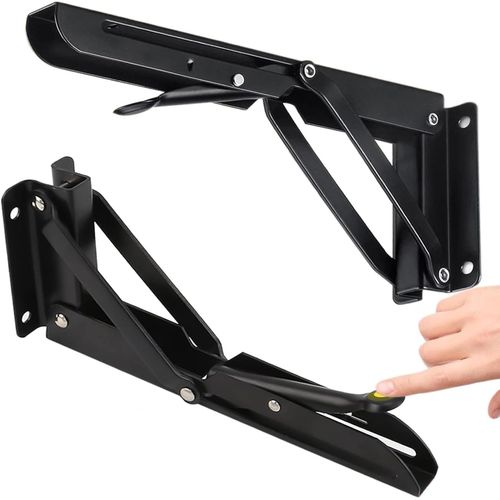 300Mm Support Equerre Pliable Charge Lourde,2 Pièces Equerre Pliante 30Cm,Noir Support Console Pliable,Equerre Murale Pour Garage,Cuisine,Bureau,Chambre,Tablette Murale Rabattable