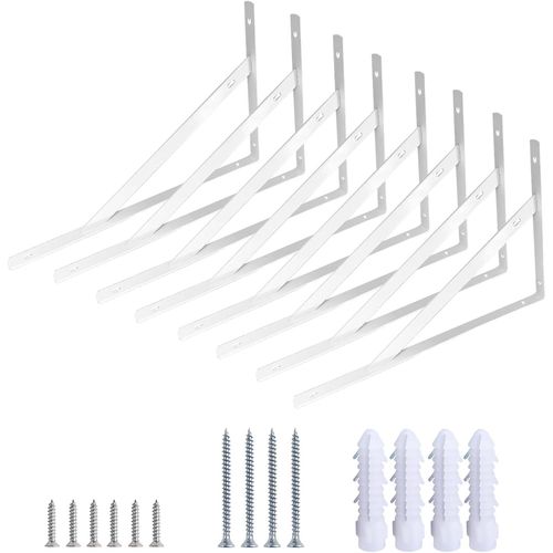8 Packs Support Etagere Murale Industrielle,150X95Mm Equerre Fixation Metal,Équerre Étagère Triangle,Equerre Charge Lourde De 90 Degrés En Métal,Pour Garage,Cuisine,Chambre(Blanc)