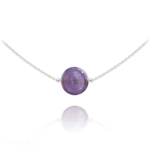 Collier Ras De Cou Pierre Naturelle Améthyste Argent 925°°° Rhodié
