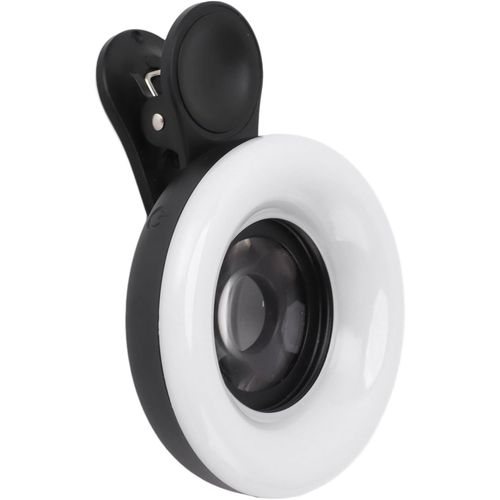 Anneau Lumineux À Clipser,Objectif Macro 15X,Lumière Annulaire Portable Et Rechargeable Pour Téléphone,Appareil Photo,Photographie,Enregistrement Vidéo(Noir)
