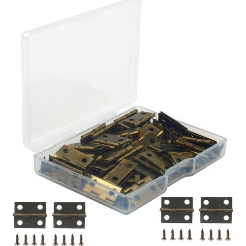 50 Pièces Charnière En Bronze Antique,Durable Et Robuste Charniere,Mini Charnières Modelisme,Petit Charniere Invisible Inox,Petite Charniere,200 Vis,Pour Boîte En Bois,Boîte À Bijoux,Ton Bronze