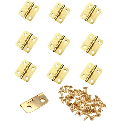 Lot De 10 Mini Charnières Dorées En Métal De Rechange Pour Tiroir-18x16 Mm-Petites Charnières D'armoire Avec Petites Vis Pour Maison De Poupée,Bricolage,Boîte À Bijoux En Bois