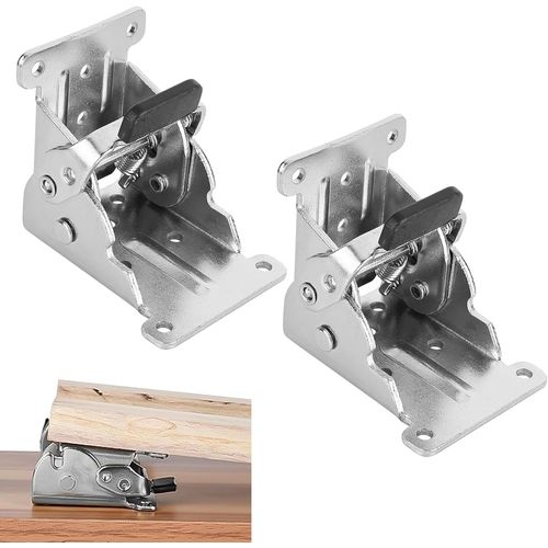 Pied Table Rabattable,2 Pcs Support Pied De Table Rabattable,Pied De Table Pliable,Charnière Pliante Autobloquante,Support Pliable Charnières Pour Pieds De Table Et Pieds Lit