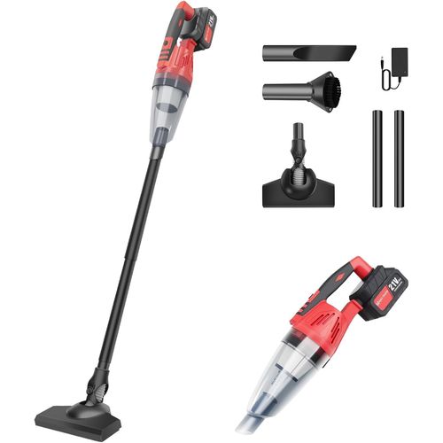 Aspirateur Sans Fil 2-En-1 ¿ 22kpa Aspirateur-Balai Et Manuel Pour Voiture Et Maison,Batterie 2,2 Ah,Élimination Des Poils D'animaux,Bac À Poussière Facile À Vider Avec 2 Batteries