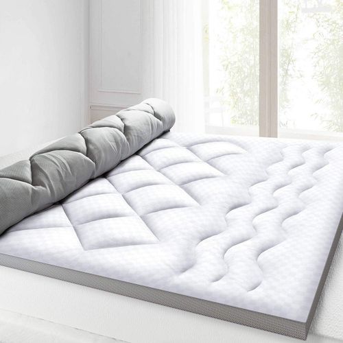Surmatelas Pour Très Grand Lit De 6cm D'Épaisseur,De Qualité Hôtelière Fabriqué En Polyester Doux Et Respirant,Lavable En Machine,Moelleux Et Moelleux,Pour Très Grand Lit,150X200cm