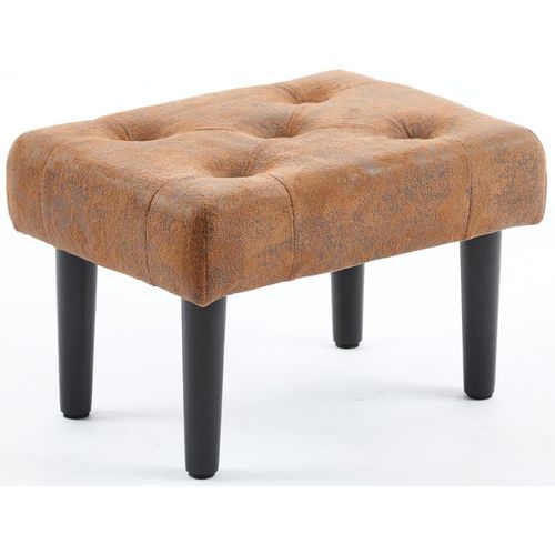 Repose-Pieds Repose-Pieds Escabeau 37X25,5X23cm,Avec Pieds En Bois,Assise Rembourrée,Revêtement En Tissu Déperlant,Marron Vintage