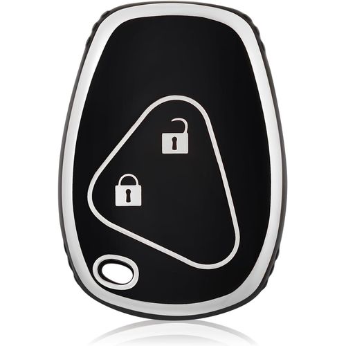 Etui Cles Coque De Clé Pour Renault Clio Modus Twingo Kangoo Master Trafic Dacia Logan Sandero Opel Protecteur Clé Voiture Couverture Clé Accessoire Voiture Clé À Télécommande,Noir Argent