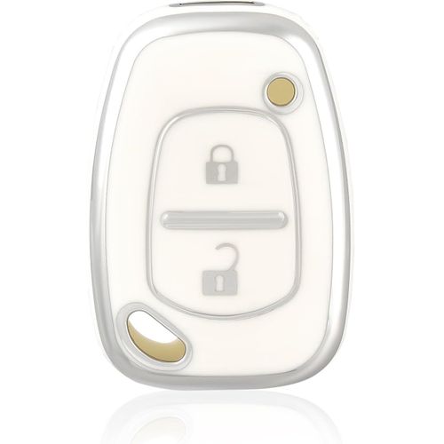 Coque Clé Etui Cles Pour Renault Boitier Clé De Voiture Pour Kangoo Trafic Master Opel Vauxhall Vivaro Movano Nissan Voiture Clé À Télécommande Protecteur Clé Voiture Accessoire,Blanc Argent