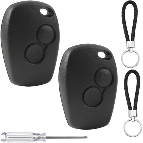 Guobinzh 2 Pièces Coque Clé Compatible Avec Renault Kangoo Modus Clio Master Trafic Twingo Et Dacia 2 Boutons Télécommande Boitier Clef Remplacement De Coque Cle De Voiture Avec Porte-Clés