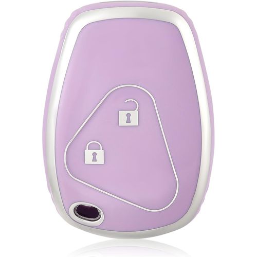 Etui Cles Coque De Clé Pour Renault Clio Modus Twingo Kangoo Master Trafic Dacia Logan Sandero Opel Protecteur Clé Voiture Couverture Clé Accessoire Voiture Clé À Télécommande,Violet Argent