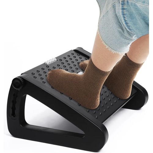 Repose Pied Bureau,Repose-Pieds Ergonomique Avec Fonction Massage,Angle Réglable Et 6 Hauteurs Réglables,Repose-Pieds Antidérapant Pour Maison,Effet Massage Confortable,Support Faible Encombrement
