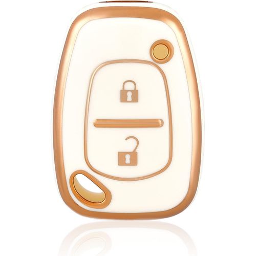 Coque Clé Etui Cles Pour Renault Boitier Clé De Voiture Pour Kangoo Trafic Master Opel Vauxhall Vivaro Movano Nissan Voiture Clé À Télécommande Protecteur Clé Voiture Accessoire,Blanc Or