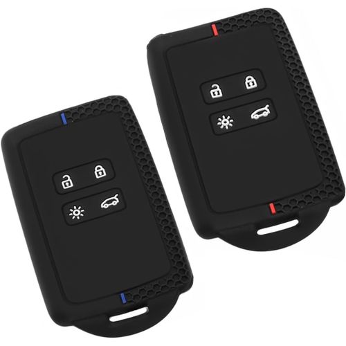 2 Pièces Etui Carte Pour Renault,Renault-Porte Clé Pour Renault,Coque De Clé De Voiture Pour Renault Clio En Silicone-3 Boutons (Ligne Roug/Bleu)