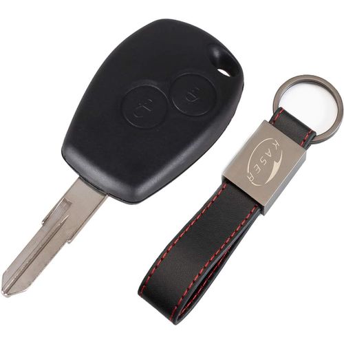 Coque Clé Télécommande Plip 2 Boutons Pour Renault Clio Modus Twingo Kangoo Cross Blade Avec Porte-Clés En Cuir