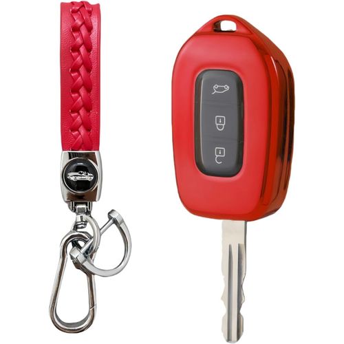 5 Couleurs Coque Clé Compatible Avec Renault Twingo 3 2014-2023 2024 Coque De Clé De Voiture Avec Porte Clés Accessoire Coque De Protection En Tpu (Rouge)