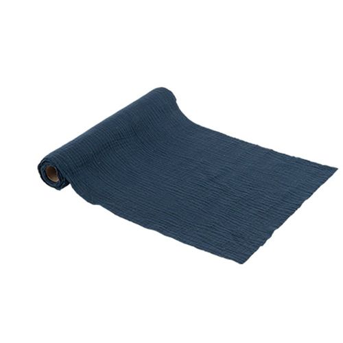 Chemin De Table Gaze De Coton 30cmx3m Bleu Marine