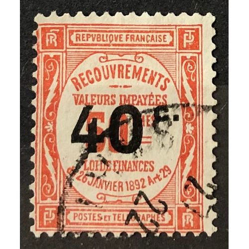 Taxe Recouvrement - Valeurs Impayées - 40c / 50c Rouge (Très Joli N° 50) Obl - France Année 1917 - Brn83 - N33232