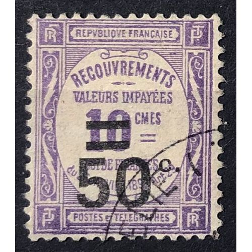 Taxe Recouvrement - Valeurs Impayées - 50c / 10c Violet (Superbe N° 51) Obl - France Année 1926 - Brn83 - N33233