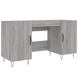 Bureau Table Poste De Travail Meuble D'ordinateur Informatique Étude Sonoma 140 X 50 X 75 Cm Bois D'ingénierie Gris Helloshop26 02_0023952
