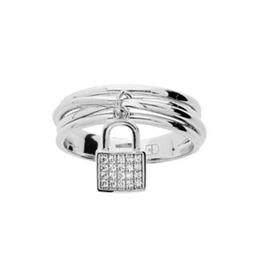 Bague Argent Rhodié Massif Pampille Cadenas