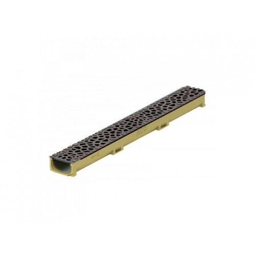 Caniveau Self 100 - béton Polymère - grille Varonoi standard fonte - Ht 55 mm ACO