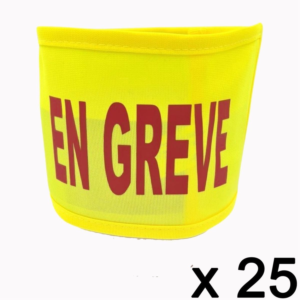 Lot 25 Brassards Légers Textile - En Greve - Jaune Fluo