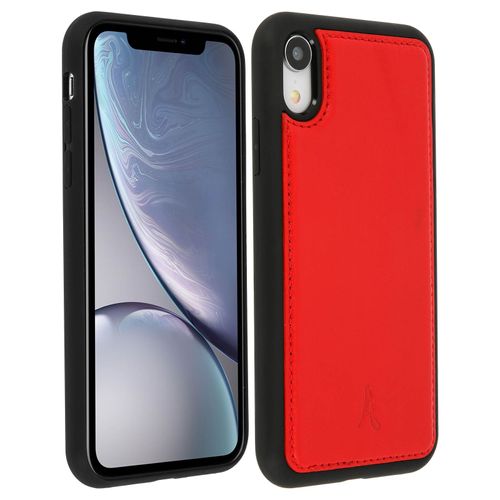 Coque Apple Iphone Xr Protection Rigide Cuir Véritable Akashi - Rouge