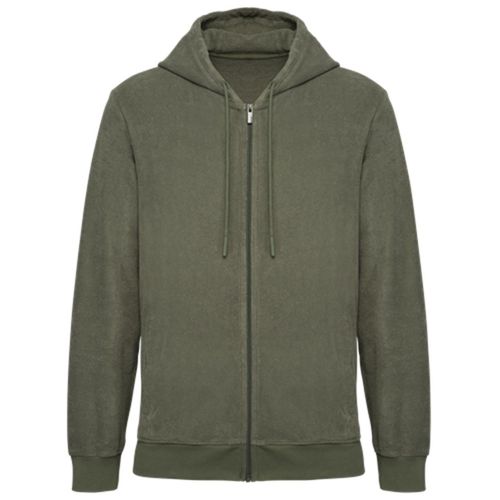 Sweat Zippé Écoresponsable En Éponge - Homme - Pat419 - Vert Kaki