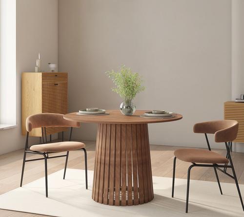 Table À Manger Ronde 110cm En Bois Foncé Liv