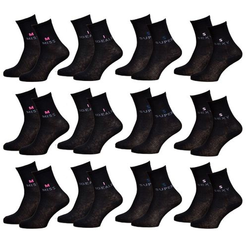 Chaussettes Femme Fantaisie Confort Coton Majoritaire Pack De 12 Paires Message