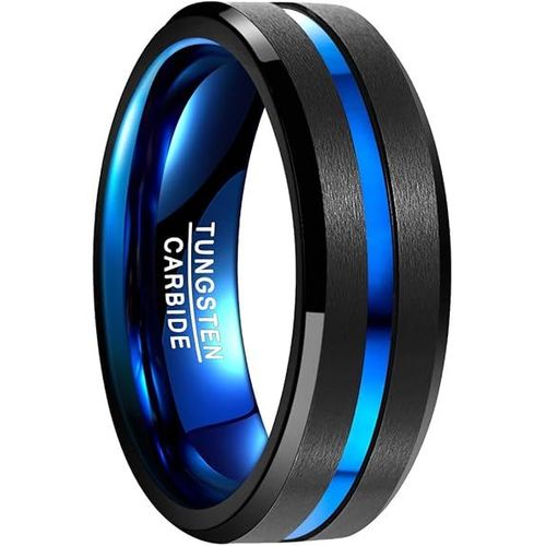 Nuncad Bague Homme/Femme En Tungstène 8mm, Bague Anneau De Mariage/Fiançailles/D'amitié/Bague De Qualité Multicolore Bijoux De Mode, Taille 47(15.0)-80(25.5)