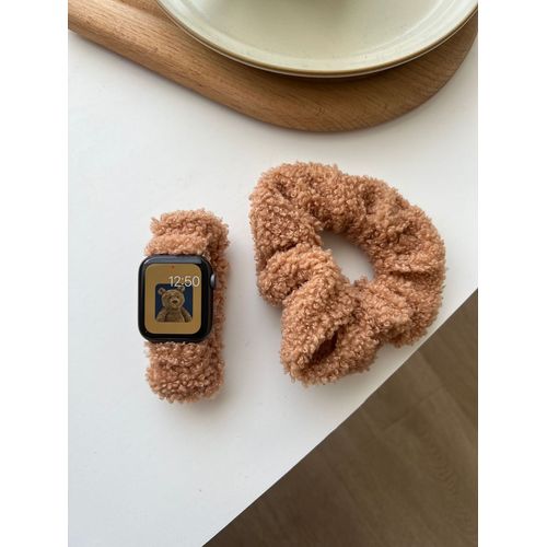 Bague En Peluche Pour Gros Intestin, Bracelet Pour Iwatch 9, 78e Génération, Compatible Avec Apple Apple Watch Se, Simple S10-Anneau Simple Pour Cheveux - Marron - (1/2/3 Génération 42 Mm) / 44/45/4