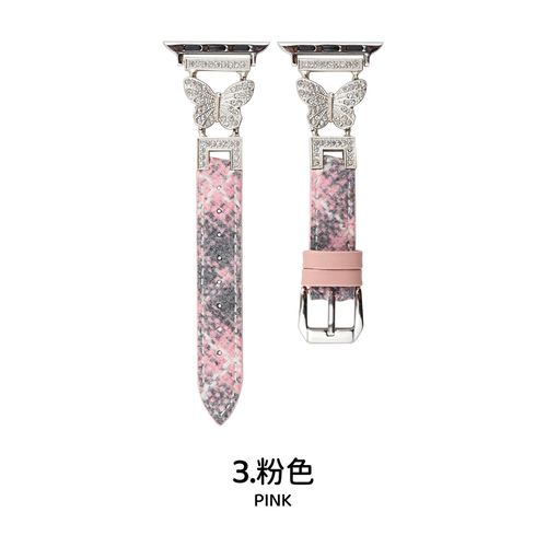 Nouveau Style Petit Connecteur Papillon Style Chanel En Cuir De Laine Adapté Au Bracelet Apple Watch 78 Apple Watch 65 Génération S9-Connecteur Papillon ¿ Rose ¿ 42 Mm/44 Mm/45 Mm/49 Mm