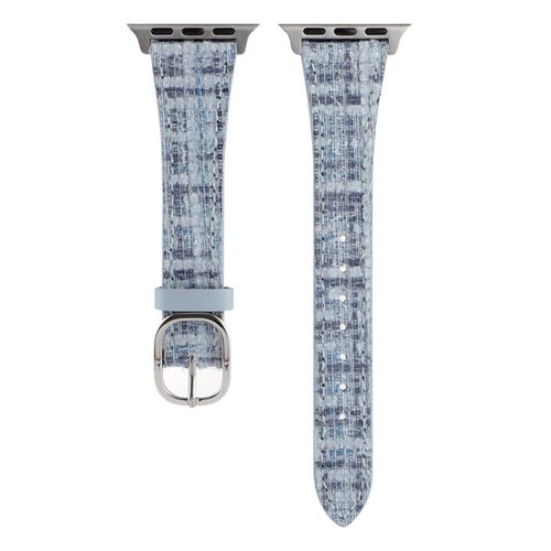 Applicable Au Bracelet De Montre Apple Iwatch8 Xiaoxiang Style Bracelet À Carreaux En Peluche Apple Watchs9 Génération Se41-Bleu-38 Mm/40 Mm/41 Mm