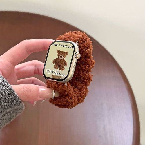 Bague En Peluche Pour Gros Intestin, Bracelet De Montre Iwatch 9, 678, Pour Apple Watch Se-Peluche Velours Marron 42 Mm/44 Mm/45 Mm/49 Mm