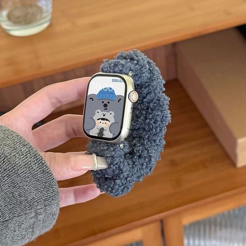Bague En Peluche Pour Gros Intestin, Bracelet De Montre Iwatch 9, 678, Pour Apple Watch Se-Peluche Velours Bleu Foncé 42 Mm/44 Mm/45 Mm/49 Mm