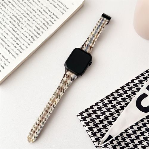 Aspiration Magnétique En Laine D'automne Et D'hiver Adaptée À La Montre Apple S9 Bracelet De Montre Applewatch Bracelet Iwatch 8 Génération 7se-Ventouse Magnétique Marron Pied-De-Poule - 42 Mm/44 Mm