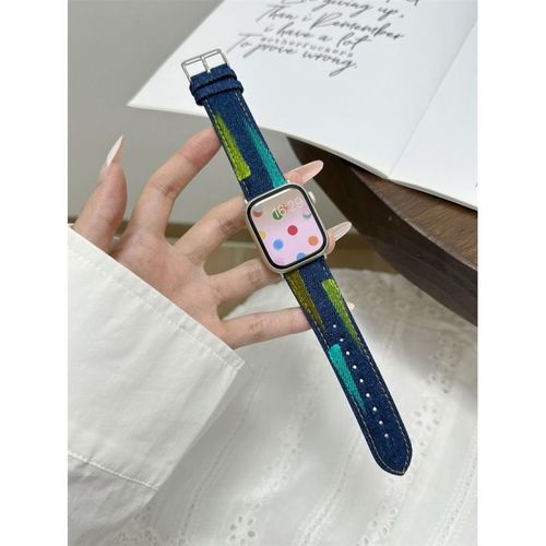 Denim Peint Pour Apple Watch Bracelet Apple Watch Iwatch9 Bracelet S8 Niche Se67-Denim Peint ¿ Bleu Foncé ¿ 38 Mm/40 Mm/41 Mm