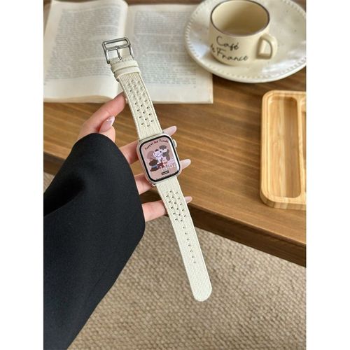 Applicable Au Bracelet Apple Watch Bracelet Apple S1098 Bracelet Iwatch654 Génération Bracelet Tressé Hommes Et Femmes Se-Nylon Tressé - Blanc Cassé - (1/2/3 Génération 42 Mm) / 44/45/46/49 Mm Unive