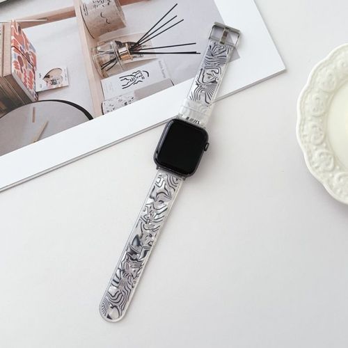 L'été Convient Au Bracelet De Montre Apple S9 Motif Coque Iwatch87 Génération Se Motif Zèbre-Motif Zèbre - Noir - 42 Mm/44 Mm/45 Mm/49 Mm Universel