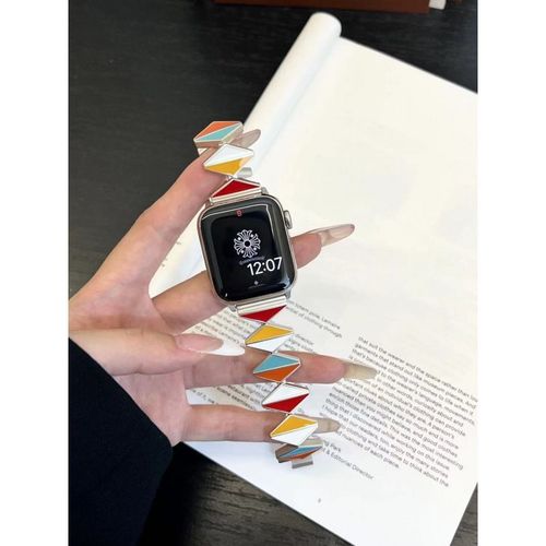 Petit Bracelet Fin En Métal En Forme De Diamant, Compatible Avec Apple Watch S987 Et Apple Watch Iwatch 123456se-Époxy Couleur Diamant - 42 Mm/44 Mm/45 Mm/49 Mm