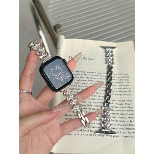 Niche En Métal Et Diamant Sirène Compatible Avec Apple Watch 8 Et Apple S9, Bracelet Iwatch 7645se-Sirène Rose Diamant - Couleur Starlight - 42 Mm/44 Mm/45 Mm/49 Mm
