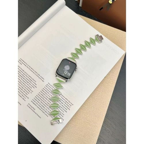 Petit Bracelet Fin En Métal En Forme De Diamant, Compatible Avec Apple Watch S987 Et Apple Watch Iwatch 123456se-Époxy Diamant Vert 42 Mm/44 Mm/45 Mm/49 Mm