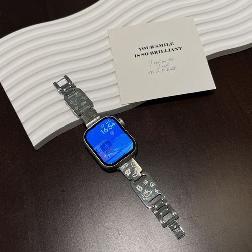 Jolie Chaîne En Métal Fin De Dessin Animé Adaptée Au Bracelet Apple Watch Iwatch9 Chat Iwatch87654se-Lapin Heureux - 38/40/41 Mm